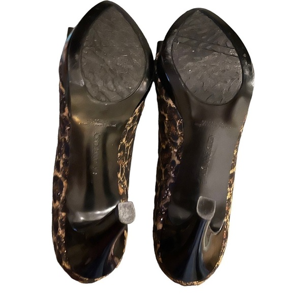Anne Klein Faylinn Animal Print Gold Black Patent Bow Platform Heels Size 8.5 - Picture 8 of 9